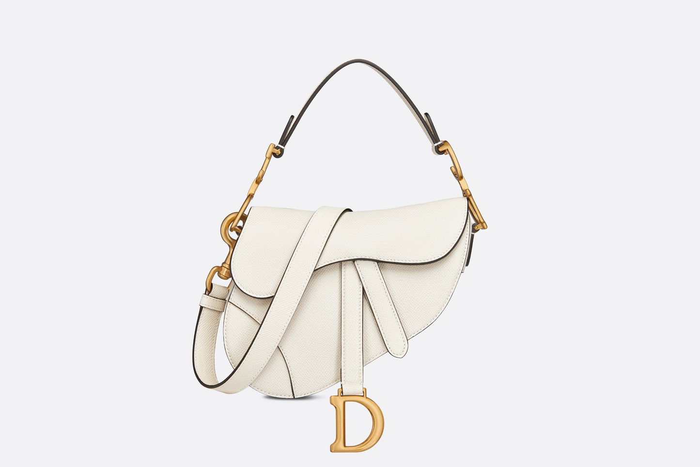 Dior Mini Saddle Bag with Strap white