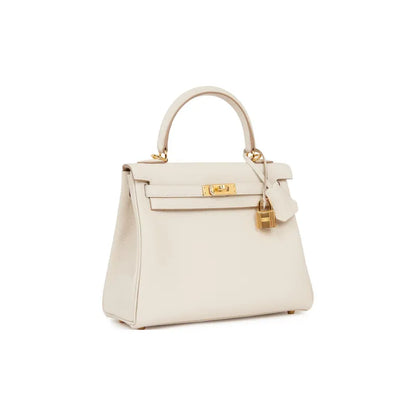 HERMES Kelly 25  cream Togo leather Bag Handbag (20,25,28,32)