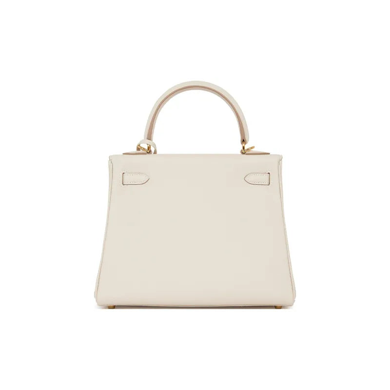 HERMES Kelly 25  cream Togo leather Bag Handbag (20,25,28,32)