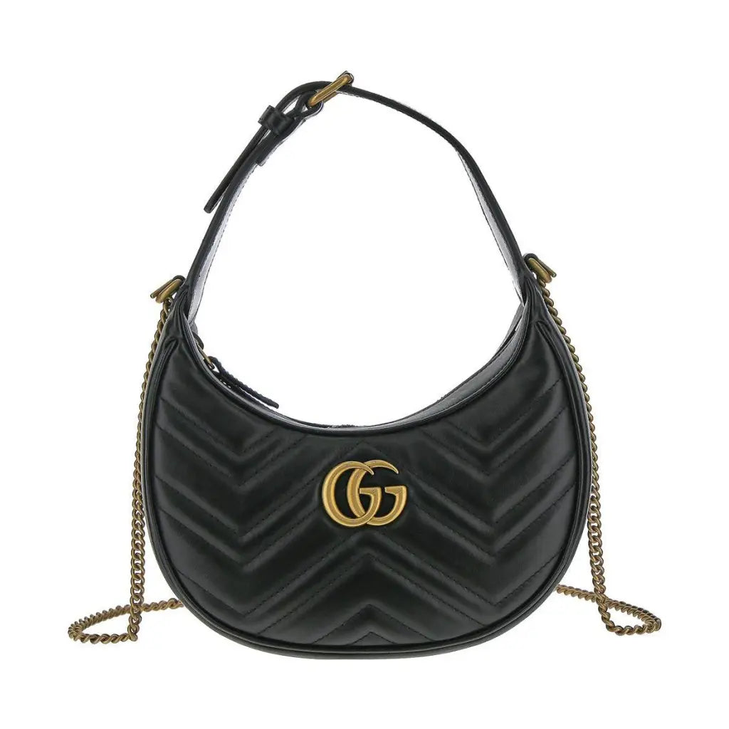 Gucci GG Marmont Half Moon Shaped Shoulder Bag small (black / white)