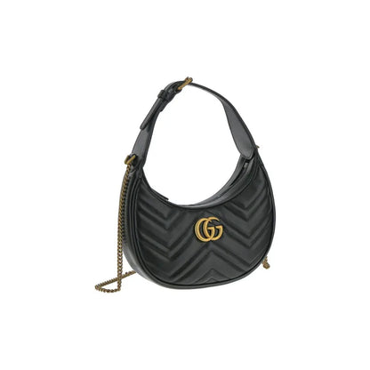 Gucci GG Marmont Half Moon Shaped Shoulder Bag small (black / white)