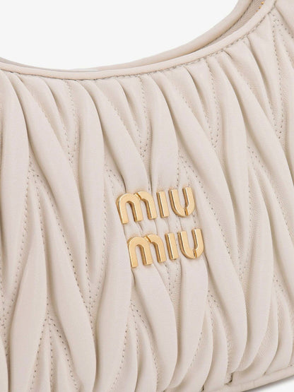 Miu Miu Matelassé Leather Handbag with Frontal Logo