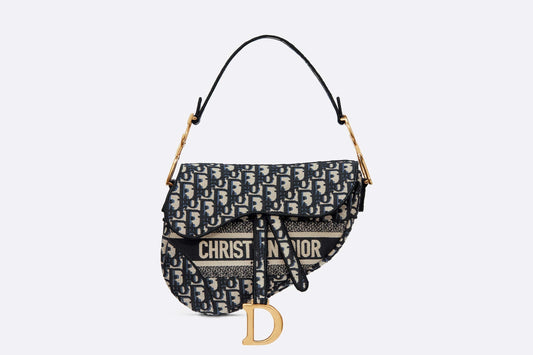 Dior Saddle Bag Blue Dior Oblique Embroidery