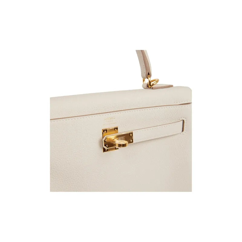 HERMES Kelly 25  cream Togo leather Bag Handbag (20,25,28,32)