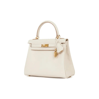 HERMES Kelly 25  cream Togo leather Bag Handbag (20,25,28,32)